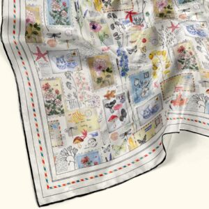 Postal Reminiscence Silk Scarf Available in 2 Sizes - 100% Silk or Vegan Faux Silk - Handmade to Order