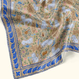 Medieval Lions Silk Scarf Available in 2 Sizes - 100% Silk or Vegan Faux Silk - Handmade to Order