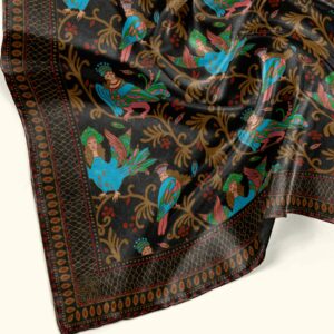 Sirin Birds Silk Scarf Available in 2 Sizes - 100% Silk or Vegan Faux Silk - Handmade to Order