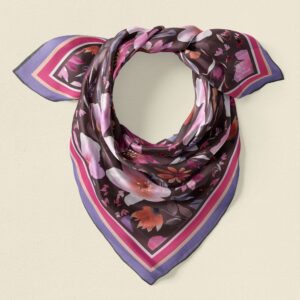 Flowers of June - chocolate - Silk Scarf Available in 2 Sizes - 100% Silk or Vegan Faux Silk - Handmade to Order
