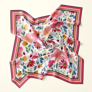 Flowers of June - red hot - Silk Scarf Available in 2 Sizes - 100% Silk or Vegan Faux Silk - Handmade to Order