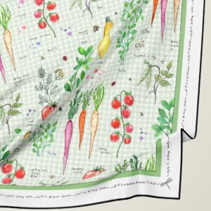 Local Veggies Silk Scarf Available in 2 Sizes - 100% Silk or Vegan Faux Silk - Handmade to Order