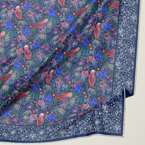 Neon Sea Life Silk Scarf Available in 2 Sizes - 100% Silk or Vegan Faux Silk - Handmade to Order